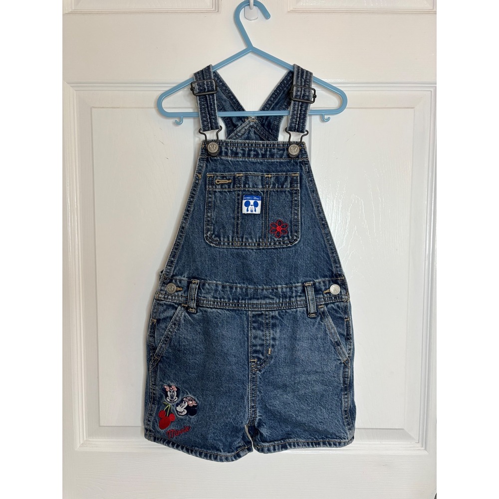 Old Navy x Disney Minnie Mouse Denim Shortalls Kids Size XS 5 Jean Overalls